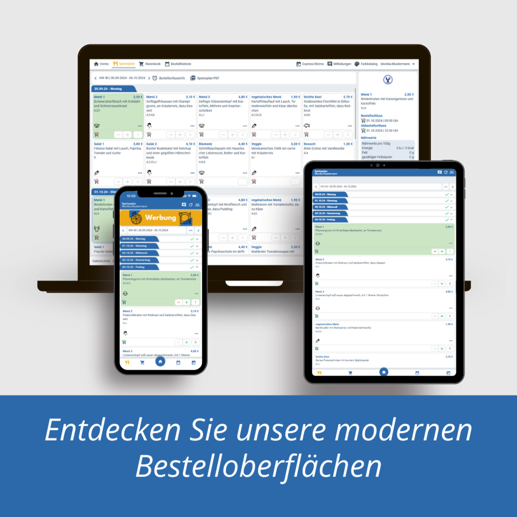 Online-Bestellsystem auf unterschiedlichen Displays